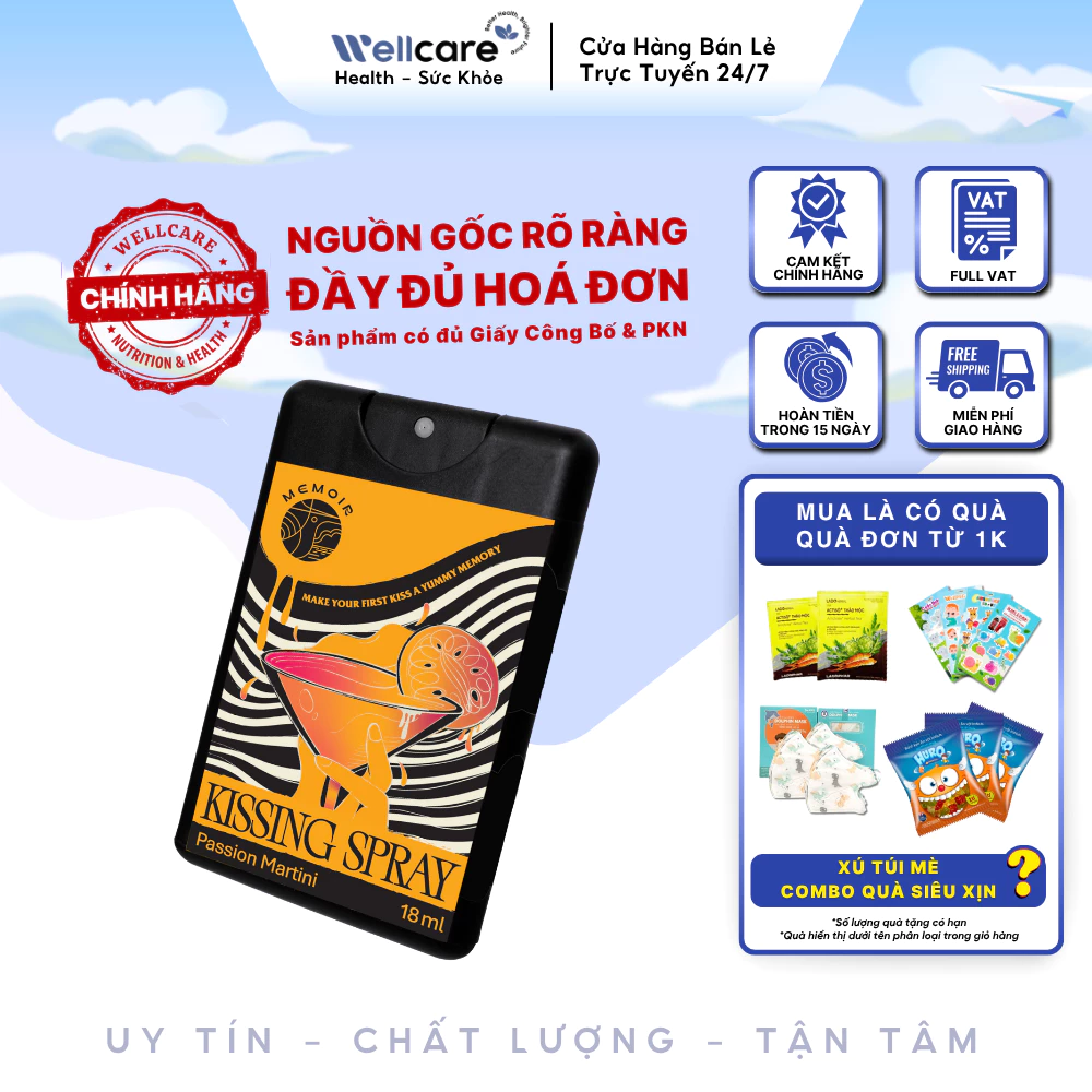 [✨CHÍNH HÃNG] Xịt Thơm Miệng Kissing Spray PlayAh! Hương Passion Martini Chanh Leo Martini Quyến Rũ - 18ml