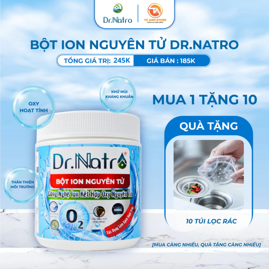 Làm sạch quần áo sỉn màu - vệ sinh lồng máy giặt - thông tắc bồn rửa bát, rửa mặt -Bột ion lành tính