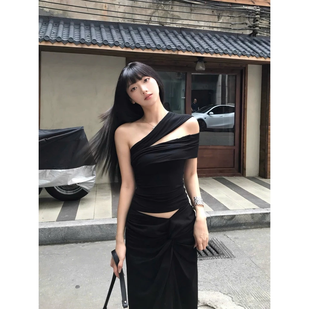 Áo lệch vai dáng ôm đen bigsize B6 Orimi
