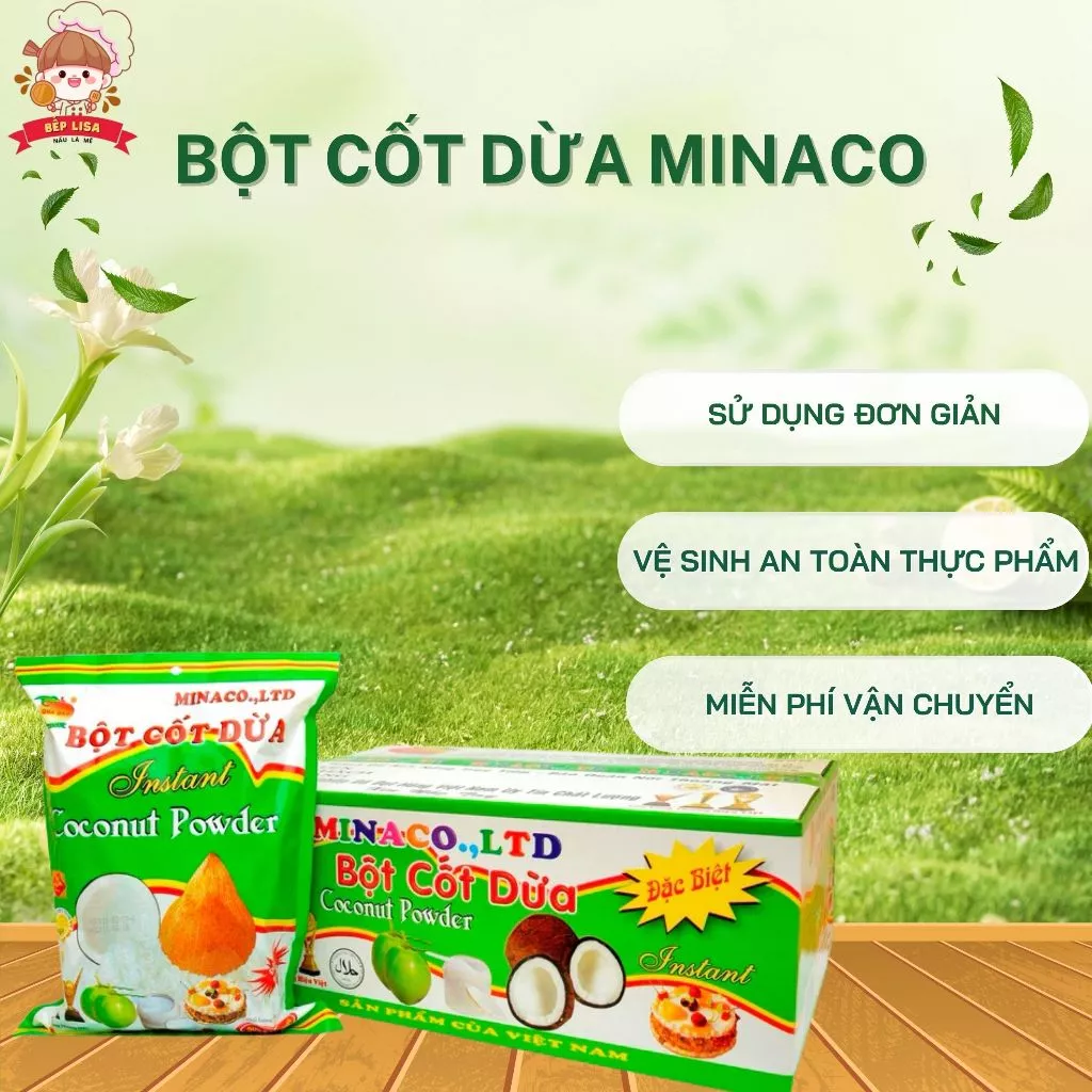 Bột cốt dừa Minaco – Nguyên chất dùng cho chè, bánh, nấu ăn
