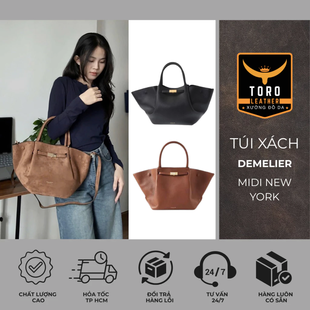Túi DEMELIER MIDI NEW YORK (Hàng có sẵn) -Vừa Lap14inch -Túi xách hot trend chất liệu da Microfiber