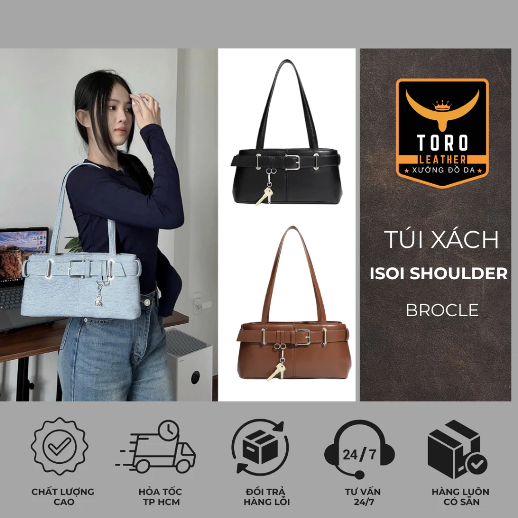 Túi SHOULDER BROCLE (Hàng có sẵn HCM) - Túi xách hot trend chất liệu da Microfiber