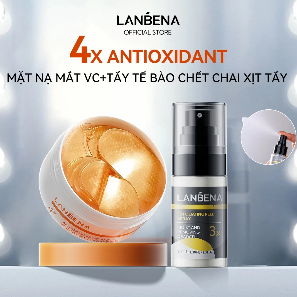 Live LANBENA Mặt nạ mắt Retinol Vitamin C+ Xịt tẩy tế bào chết  (60 miếng+30ml) - Chống lão hóa, giảm nếp nhăn, Skincare