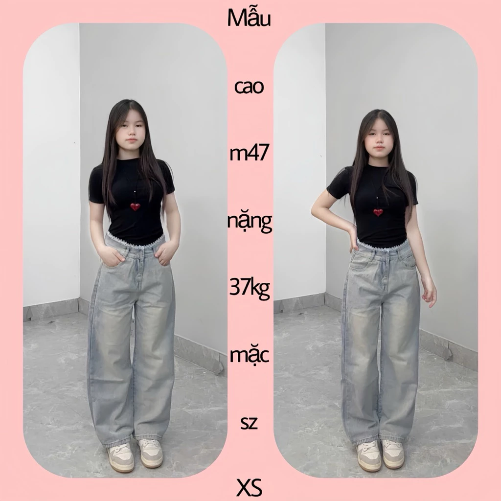 [MẪU MỚI](SUÔNG NẤM LÙN) QUẦN JEANS NỮ MÀU XANH XÁM NHẠT PHỐI CẠP REN dành cho các bạn m42-m52 (9 tầc - 90cm )