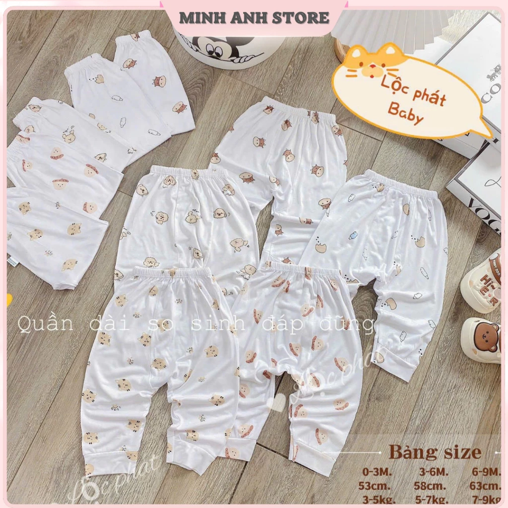 [Combo 5-10] Quần Đáp Đũng -  Quần Dài Sơ Sinh Cho Bé Thun Lạnh Đóng Bỉm Thoải Mái Từ 3-9kg QDDL02