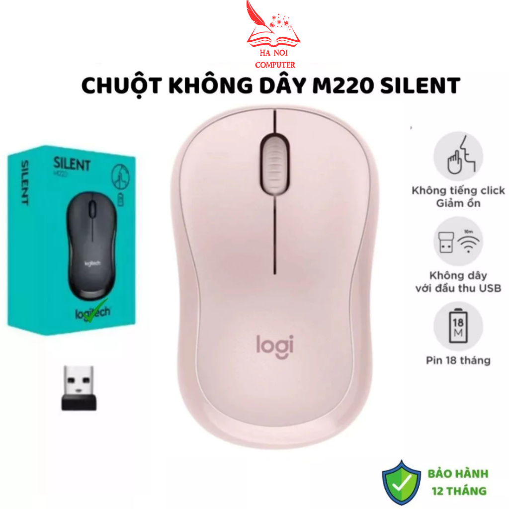Chuột Không Dây Logitec M220 Silent Aphavin - Giảm Ồn 90%, USB, Tặng Pin…
