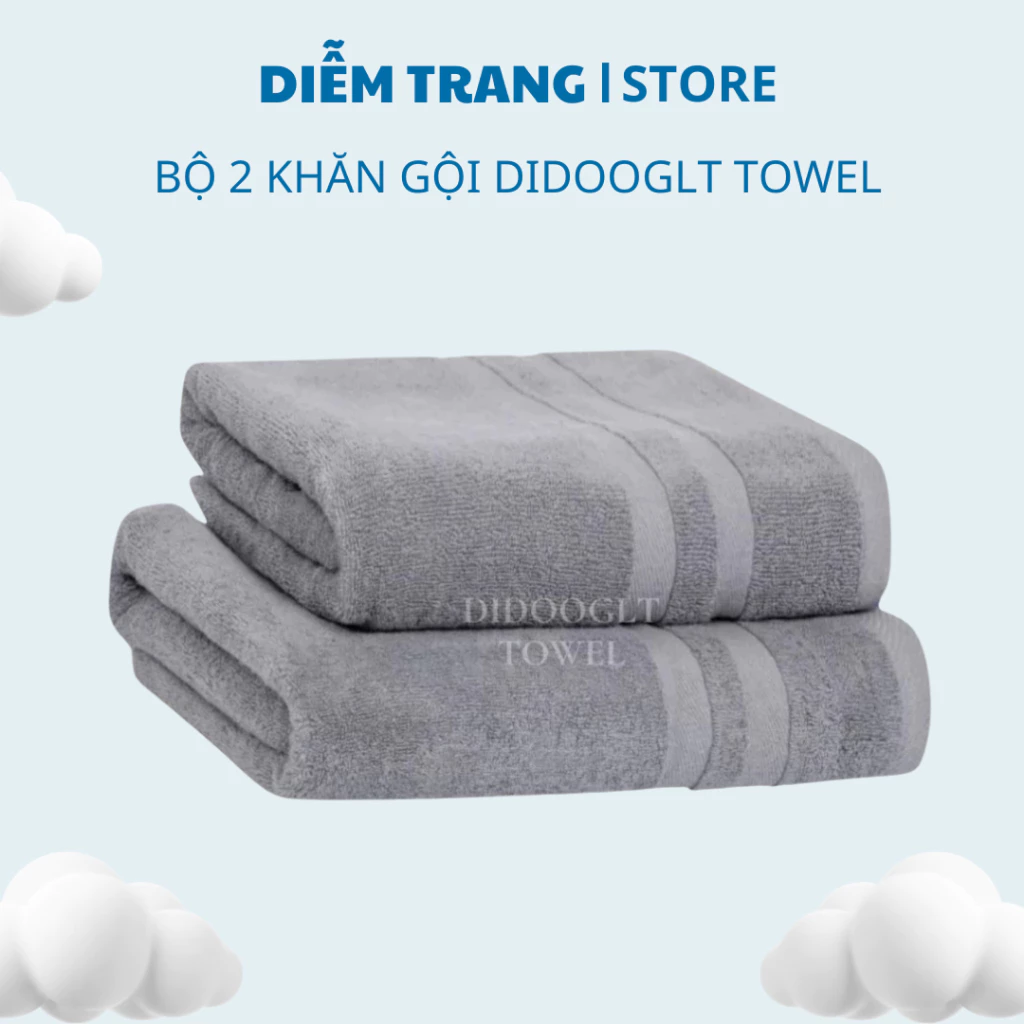 Bộ 2 Khăn Gội DIDOOGLT 34x80cm Cotton Dày Dặn Thấm Hút Không Đổ Lông Dùng cho Gia Đình , Spa (DIDOOGLT TOWEL)