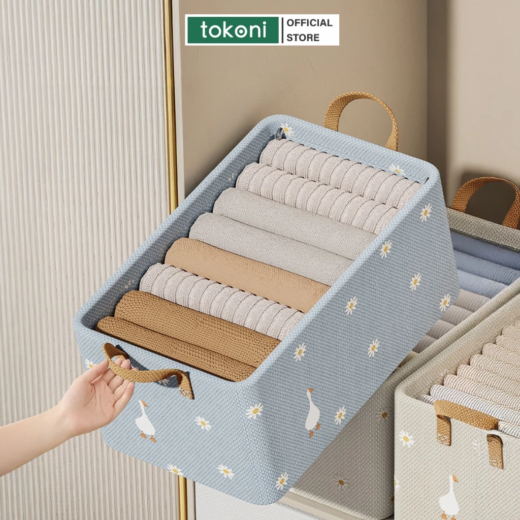 Hộp Vải Đựng Quần Áo Có Khung Thép JYoohome Giỏ Đựng Quần Áo Tất Vớ Giúp Sắp Xếp Tủ Đồ Gọn Gàng