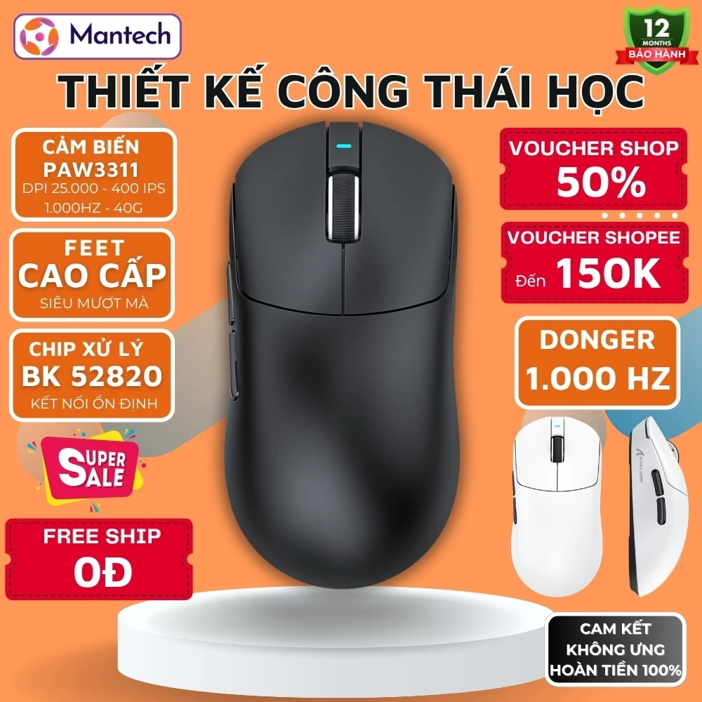 Chuột Attack Shark X8 SE - Cảm Biến PAW33, 25000DPI 1.000Hz Pin 500mAh, Công Nghệ Ice Sensitive, App