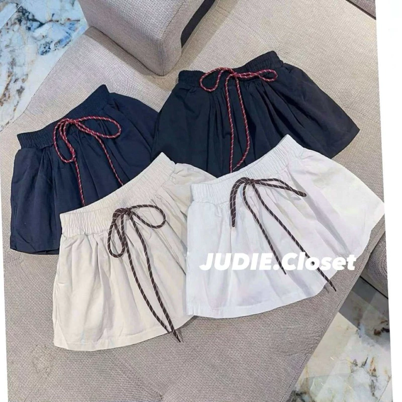 Chân Váy Xoè nữ chất Thô Kaki,Chân Váy Tenis Cạp Chun Dây Rút Vằn (có quần bảo hộ) JUDIE.Closet