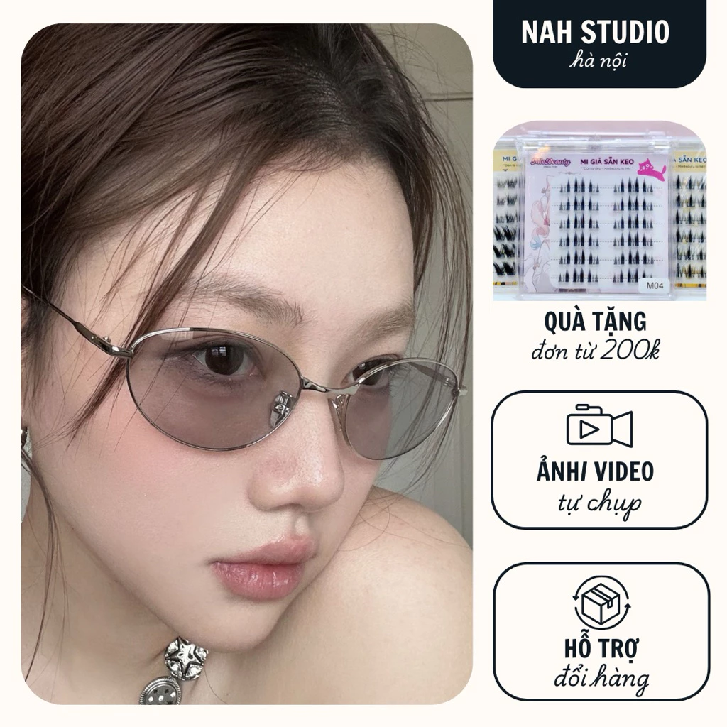 Kính râm mắt mèo nữ Douyin hot hit, kính cận kim loại tròng chống tia uv400 dành cho nữ