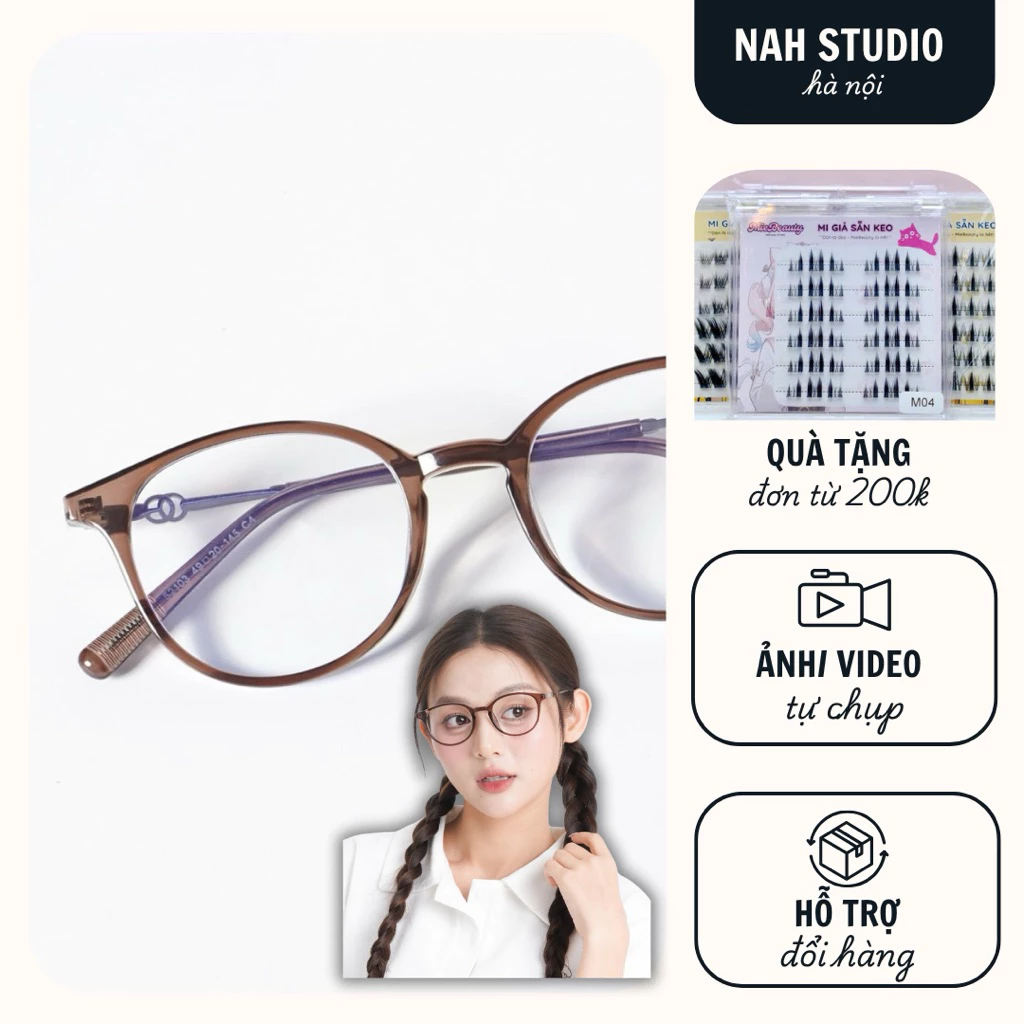Kính mắt không độ gọng nhựa phối thép cao cấp trẻ trung chống ánh sáng xanh UV400 52003