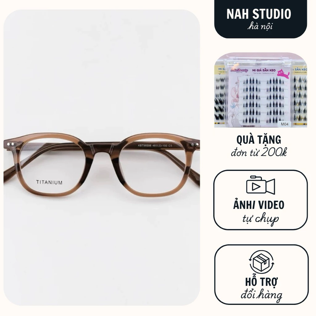 Gọng kính cận cao cấp unisex nam nữ tròng Titanium 98598, gọng kính lõi theo chắn chắn bền bỉ thời trang