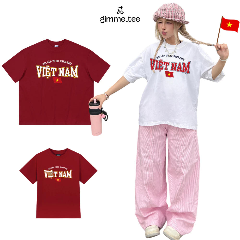Áo Thun Gimme- Độc Lập Tự Do Hạnh Phúc  - VIETNAM - Cotton Sợi Đôi 250gsm - GM06