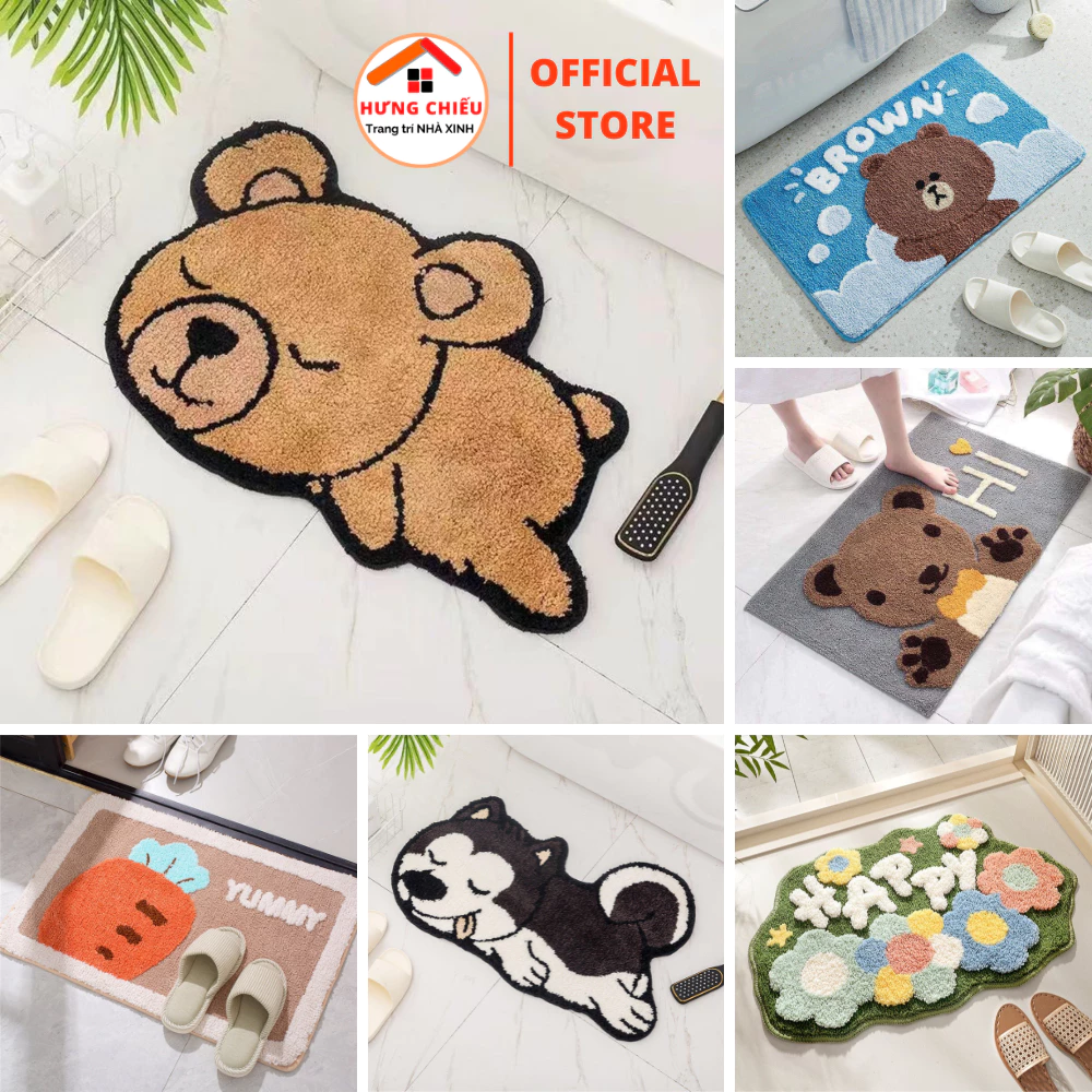 Thảm lau chân lông cừu đế cao su đúc chống trơn trượt tốt thấm hút nước dễ vệ sinh - Hưng Chiếu ED07