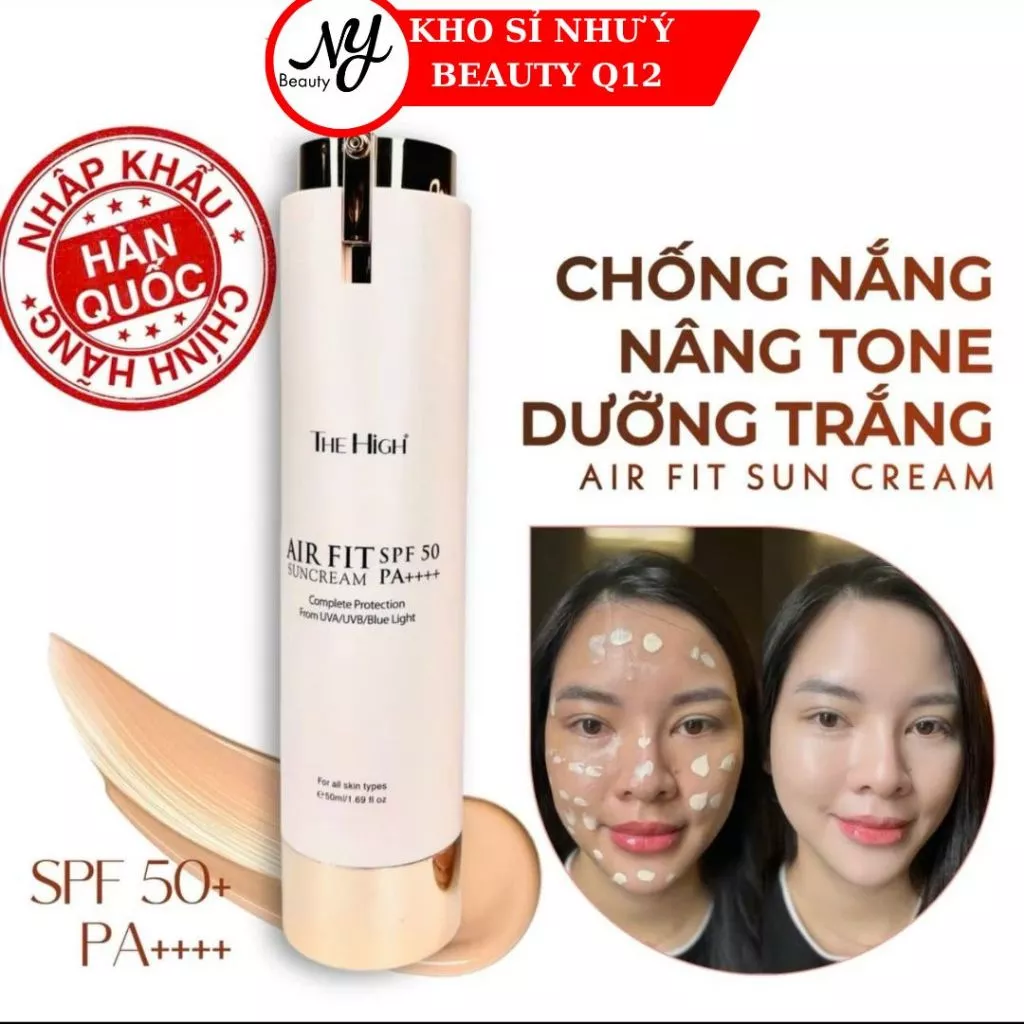Kem Chống Nắng Trang Điểm Giữ Tone Tới 16h, Hỗ Trợ Kiềm Dầu, Hỗ Trợ Hạn Chế Bắt Nắng The High Airfit Sun Cream 50ml Dạng