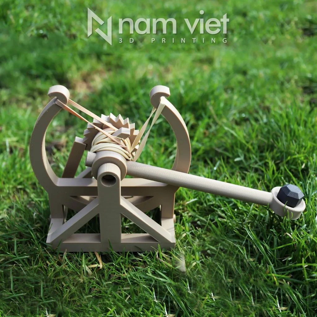 Mô Hình Máy Bắn Đá Leonardo Da Vinci – In 3D Nam Việt, Dạy Học STEM – Tặng Kèm Dây Thun
