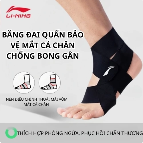 Băng đai quấn bảo vệ mắt cá chân Shiwei Lining, giúp giảm chấn thương bong gân vải co giãn đàn hồi LDEV143