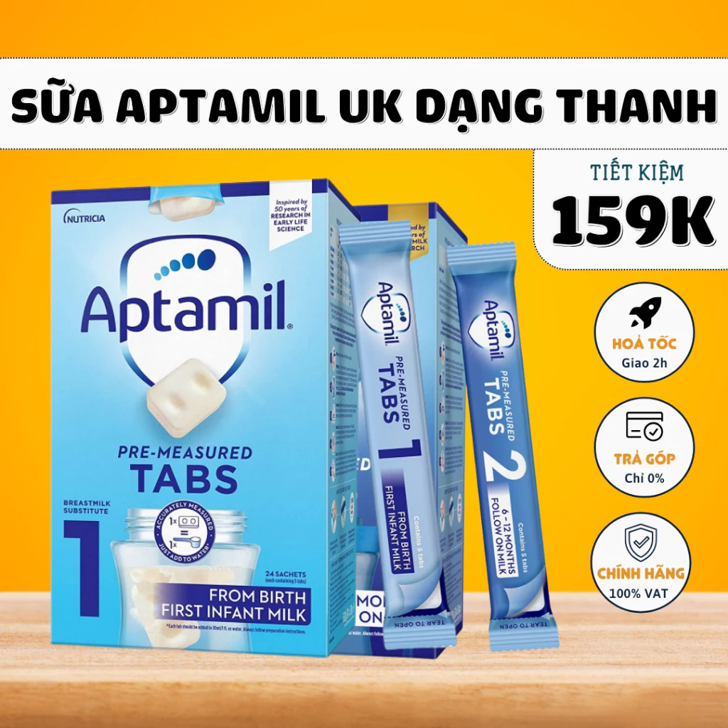 Sữa Aptamil UK Dạng Thanh Cho Bé hộp 23g x 24 thanh