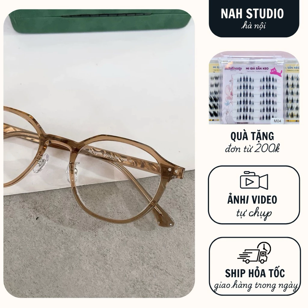 Kính mắt không độ nhựa dẻo đệm mũi, gọng kính cao cấp quai kim loại vặn sóng mã 98828