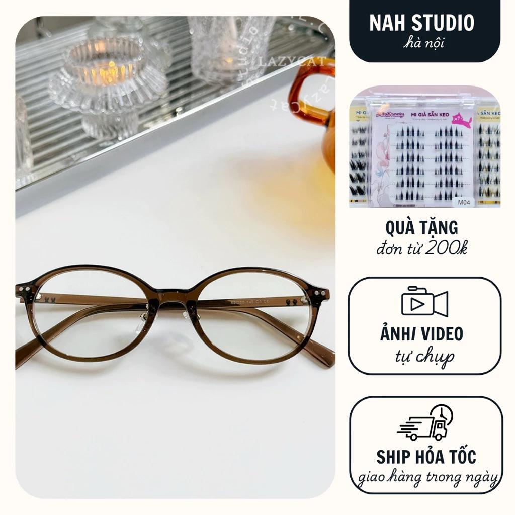Kính mắt nhựa dẻo không độ, gọng kính Y2K bầu Carin hottrend 72396, kính mắt Tiểu Vi