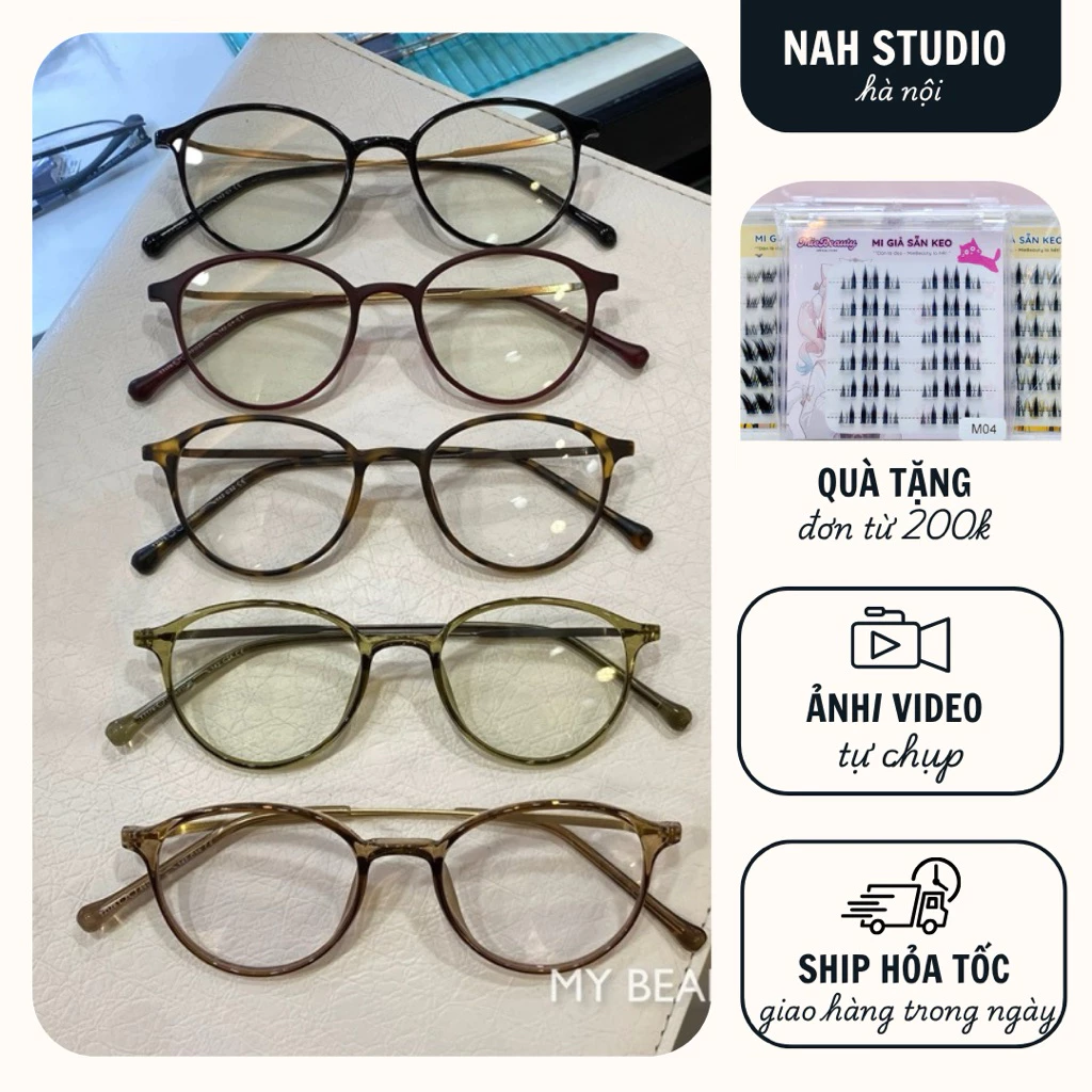 Kính mắt không độ form bầu quai kim loại mảnh 7176