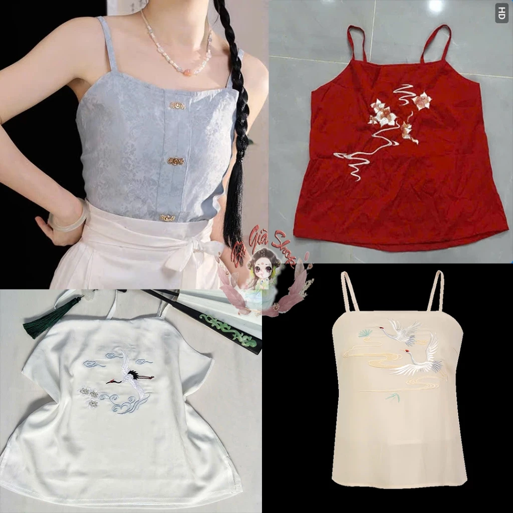 Áo 2 dây nữ nữ áo yếm phối hán phục chân mã diện