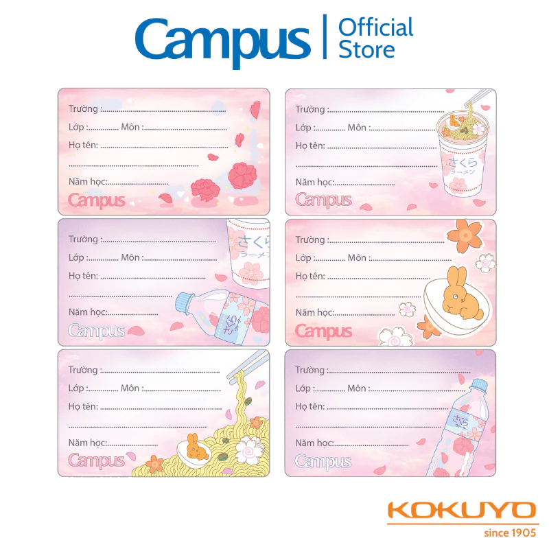 Nhãn vở Campus chính hãng Túi 18 Nhãn Vở Học Sinh Kawaii decan dán tiện lợi
