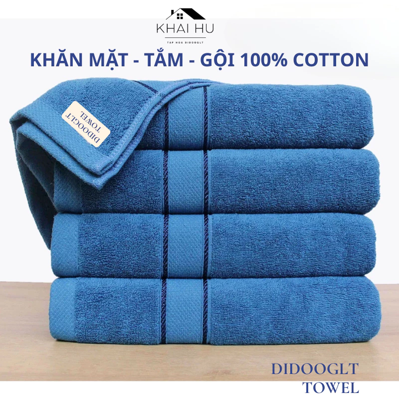 Khăn Mặt - Gội Cao Cấp Chất Liệu Cotton 100% Mềm Mại An Toàn Cho Da Thấm Hút Tốt Dày Dặn
