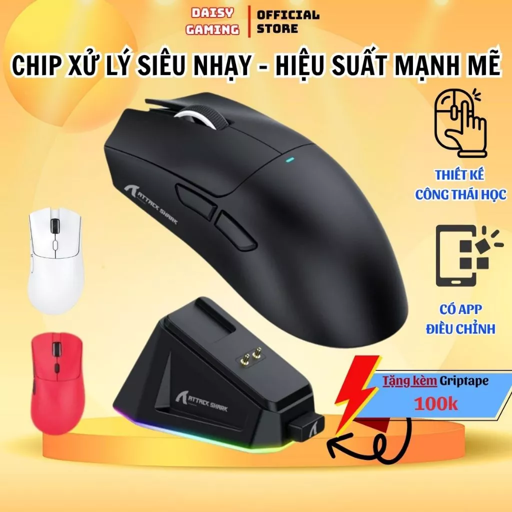 Chuột Gaming Không Dây Attack Shark R1-X11 Siêu Nhẹ Chip Paw3311- 3 Chế Độ Kết Nối • Bluetooth • 2.4G  • Tye C