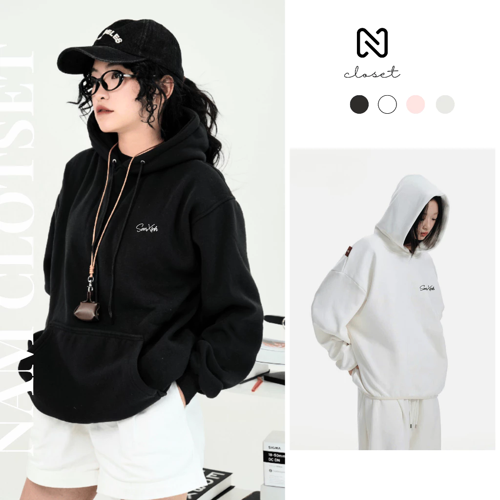 Áo Hoodie nam nữ Sanxinh unisex cao cấp chất nỉ bông không xù lông NHD02