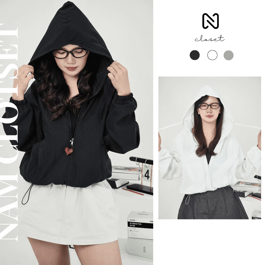 Áo Khoác Gió  Nữ 2 lớp, Vải Gió Nhăn Chống Nắng, Chống Gió 2025 Sanxinh Jacket NAKA27