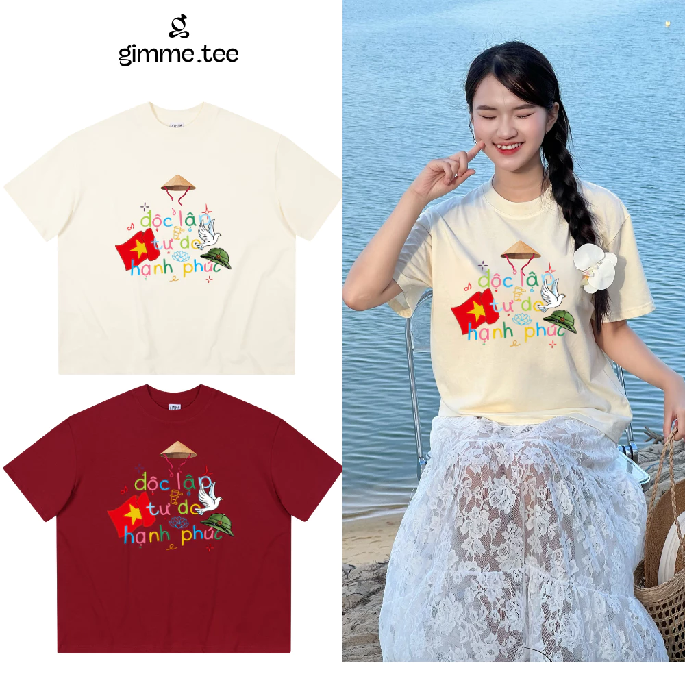 Áo Thun Gimme - YÊU NƯỚC - VIỆT NAM - Vải Xịn Premium Cotton 250gsm - GM09