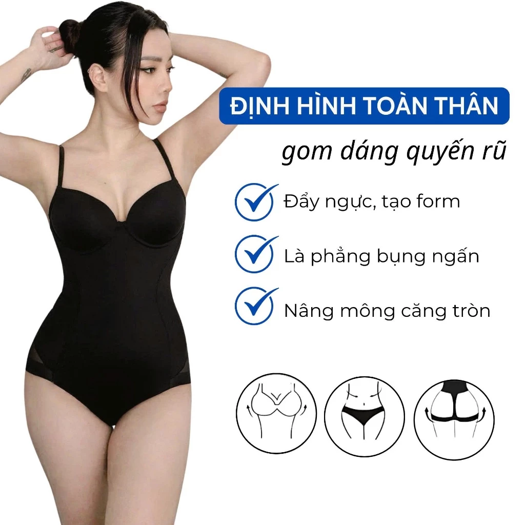 Áo Lót Body Suite Định Hình Cơ Thể Mút Ngực Cố Định Có Gọng Thép Siết Eo Nâng Mông Khoá Cài Trước Tiện Lợi 19624