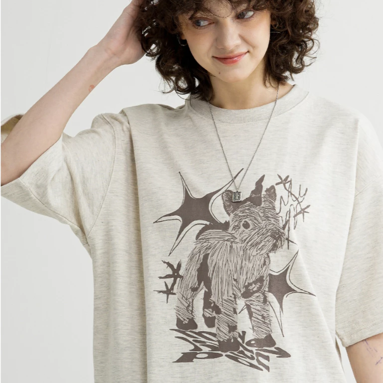 Hàn Quốc WV PROJECT CALIPONYS  Phác thảo Unicorn Cotton ngắn T ngắn tay cho nam giới và phụ nữ