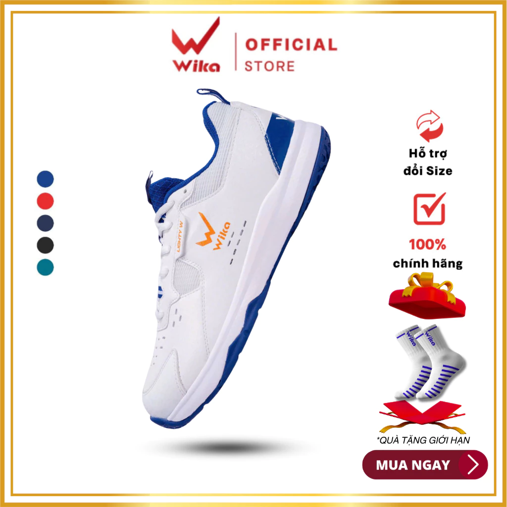 Giày Cầu Lông, Pickleball Wika Maru Chính Hãng, Chất Liệu Da PU cao cấp, Bộ đế bám sân tốt
