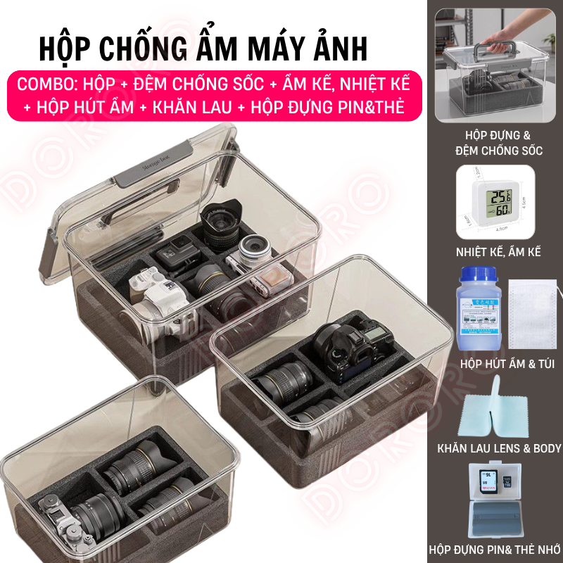 Combo hộp chống ẩm máy ảnh DSLR, Mirrorlessi, Bridge, Compact chuyên dụng 6…