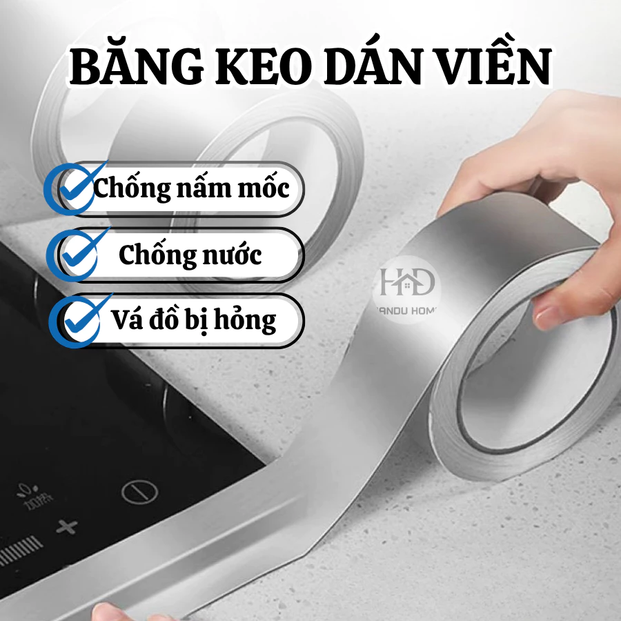Băng Keo Giấy Bạc Nhôm Chịu Nhiệt, Băng Keo Dán Viền – Chống Nước,Chống Dầu, Cách Nhiệt, Dán Viền Bếp & Sửa Chữa Đa Năng