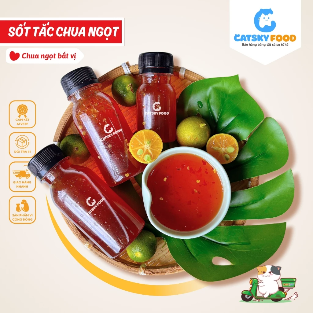 Topping tự chọn các loạt sốt CATSKY FOOD đồ ăn vặt sốt tắc chua ngọt bán lẻ ăn kèm