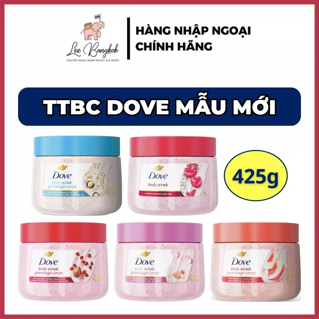 [MẪU MỚI 2026] Tẩy Tế Bào Chết Toàn Thân  Body Dove Scrub Gommage Corps Cherry, Đào, Hoa Hồng Bản Mỹ 425g - LEEBANGKOK
