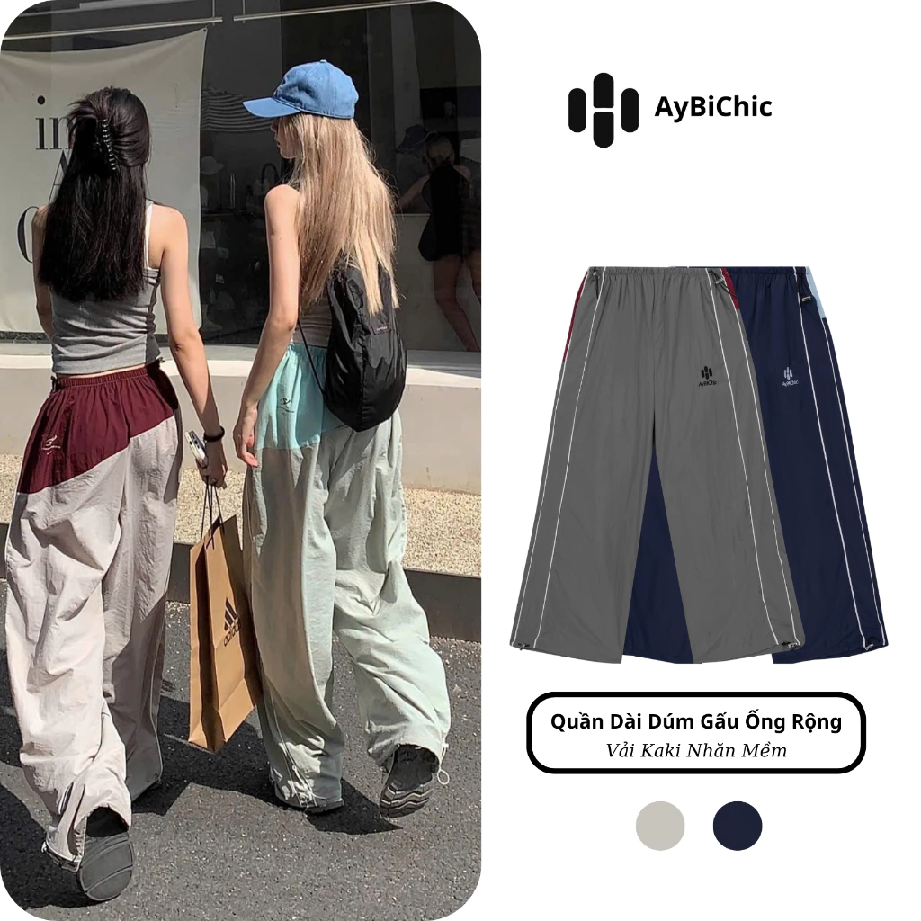 Quần Dài Nữ Women Dáng Thể Thao Ống Xuông Có Dây Rút Gấu Quần Chất Liệu Vải Kaki Siêu Mát AyBiChic AB172