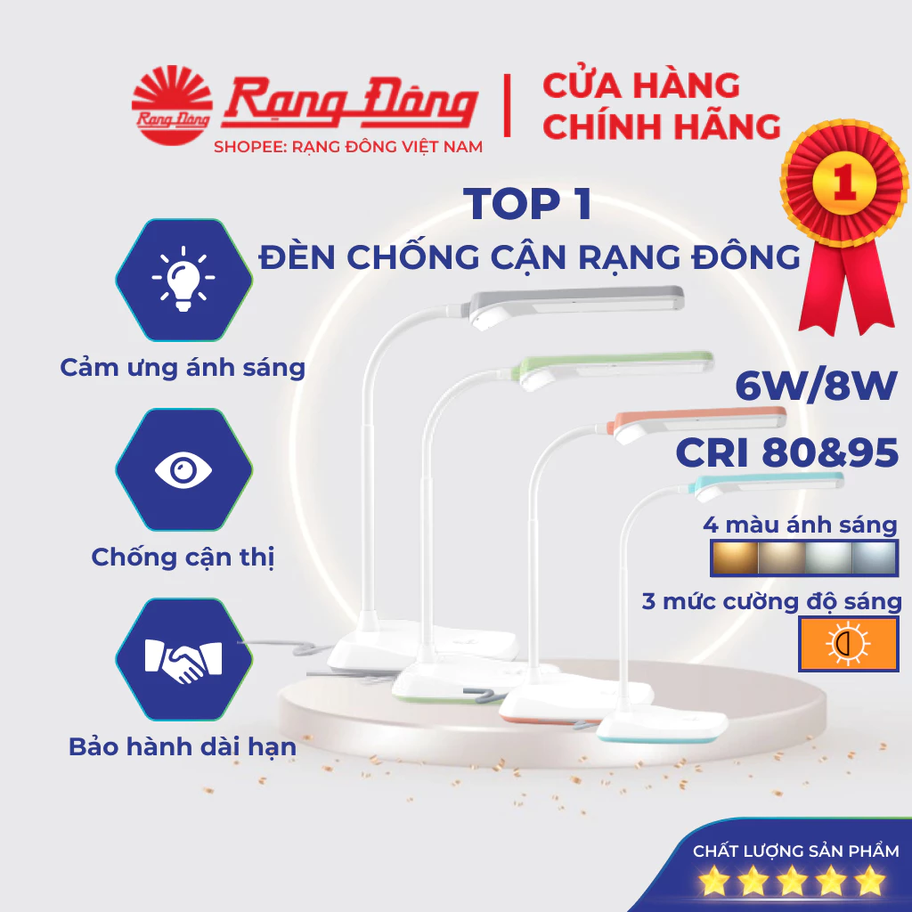 Đèn học Rạng Đông LED chống cận, bảo vệ mắt, thị lực,3 mức sáng, MODEL RD-RL-36