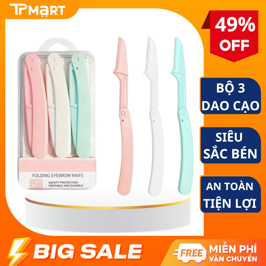 Bộ 3 Dao Cạo Lông Mày, Tóc Mái, Lông Tiện Lợi- Bộ Dao Cạo 3 Món Nhỏ Gọn