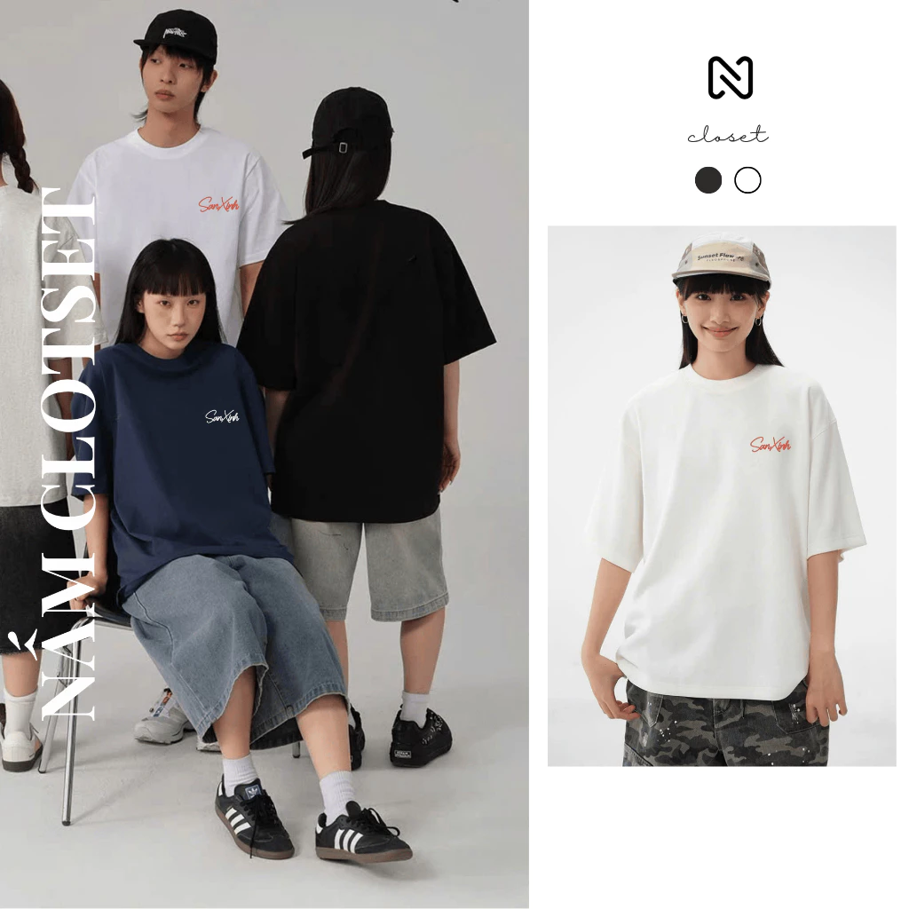 Áo thun sanxinh form unisex nam nữ chất cotton 100% form rộng oversize áo phông tay lỡ thời trang tối giãn NATA37