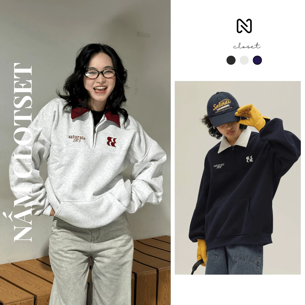 Áo khoác Sweater form boxy chất nỉ bông không xù lông , Sweater unisex nam nữ NSWT17