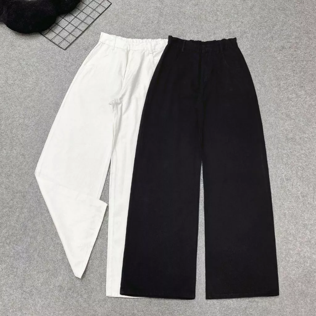Quần Xuông Bigsize Nữ Kaki Ống Rộng Eo Chun Co Giãn Lưng Cao Tôn Dáng Basic - Q563