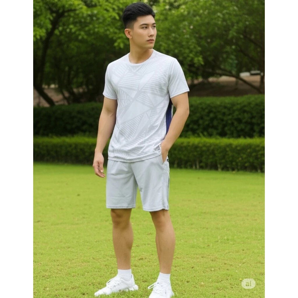Bộ Đồ Nam Mặc Hè Áo Cộc Tay  Quần Short Vải Thông Hơi Thoáng Mát Thoải Mái Vận Động Co Giãn 2 Chiều