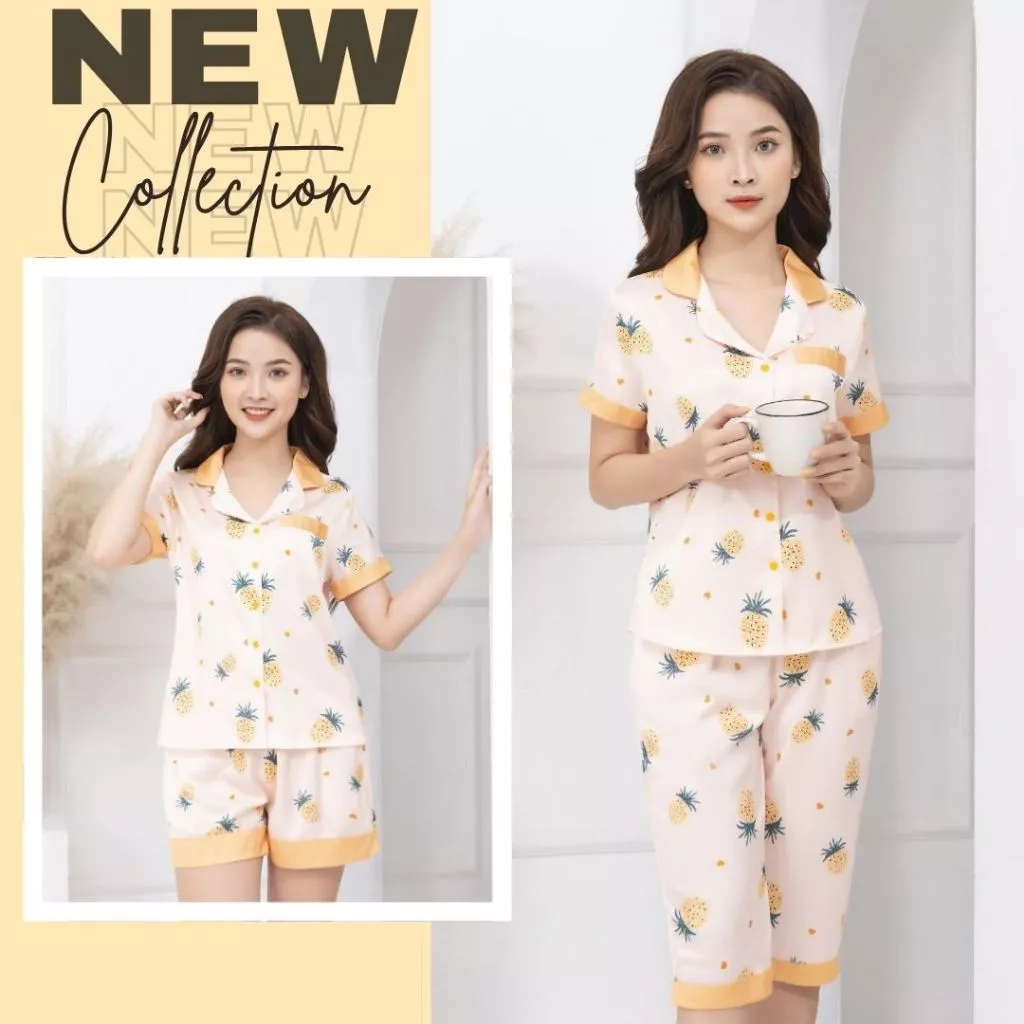 Đồ bộ mặc nhà pijama lụa cao cấp Zviet mềm mịn ,mặc mát kiểu dáng nhẹ nhàng trẻ trung thanh lịch A5
