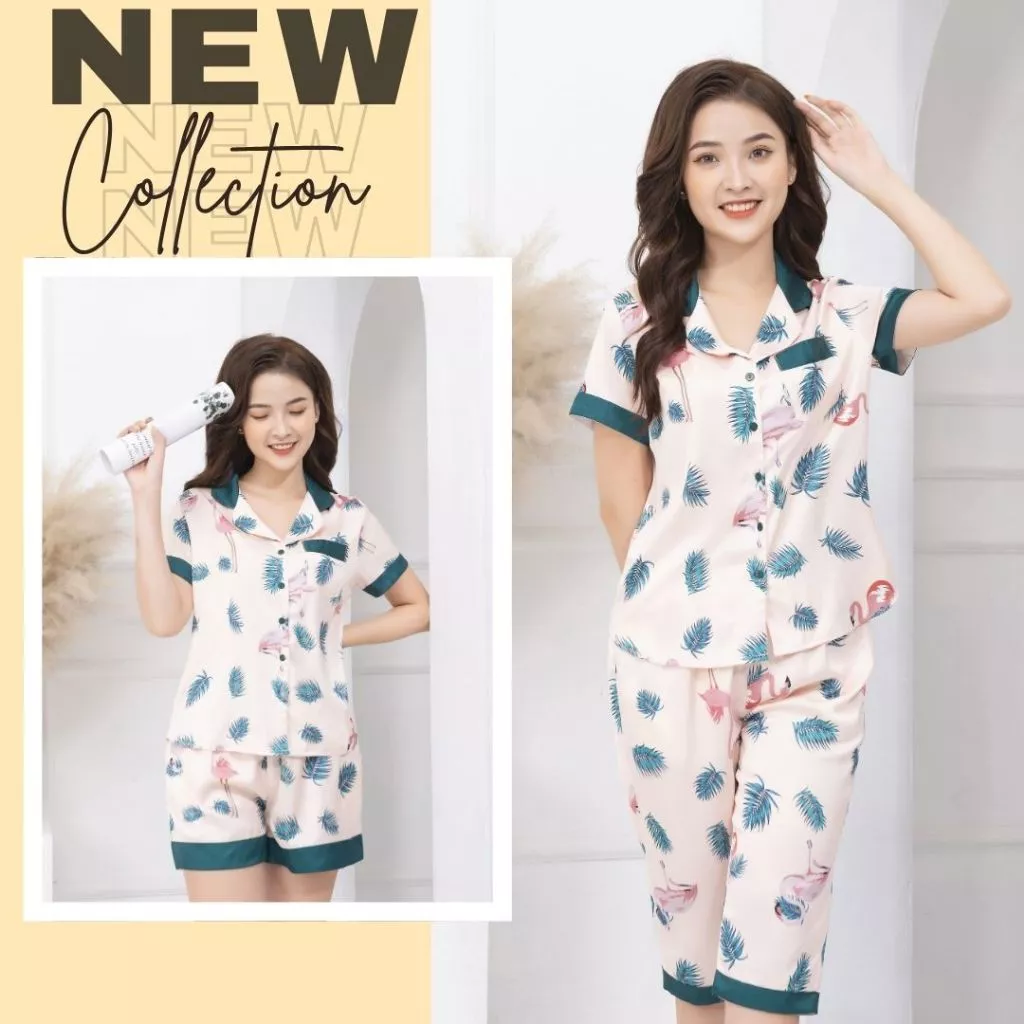 Bộ Pijama lụa latin Hàn cao cấp mềm mịn kiểu dáng nhẹ nhành thanh lịch trẻ trung LA6