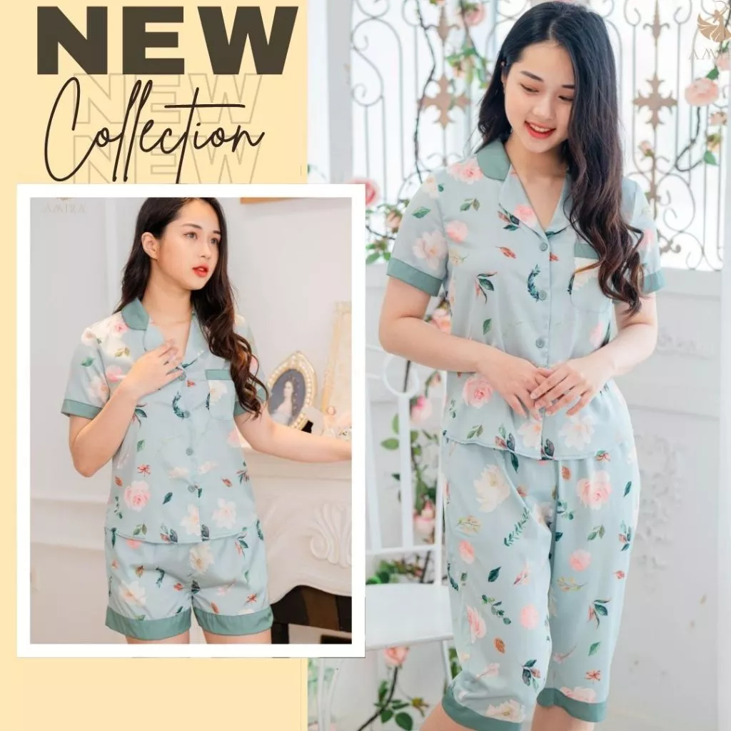 Đồ bộ mặc nhà pijama lụa cao cấp Zviet mềm mịn ,mặc mát kiểu dáng nhẹ nhàng trẻ trung thanh lịch A9